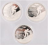 U.S. KOREAN WAR MEMORIAL SILVER DOLLARS - LOT OF 3