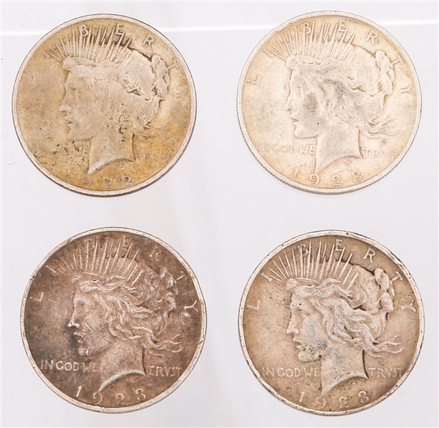 UNITED STATES SILVER PEACE DOLLARS - LOT OF 4