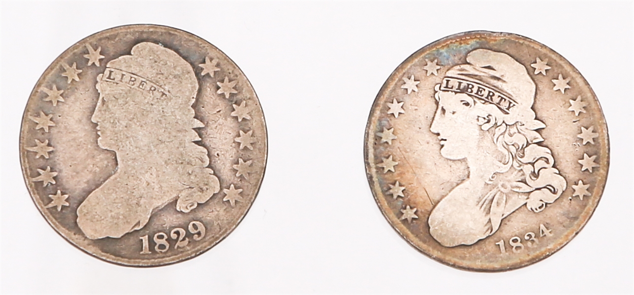 1829 & 1834 UNITED STATES CAPPED BUST HALF DOLLARS