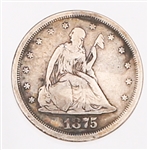 1875 SAN FRANCISCO MINT 20 CENT PIECE SILVER COIN