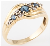 14K GOLD RING WITH BLUE SAPPHIRE STONES