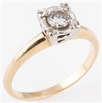14K YELLOW GOLD .25 CT DIAMOND SOLITAIRE RING 