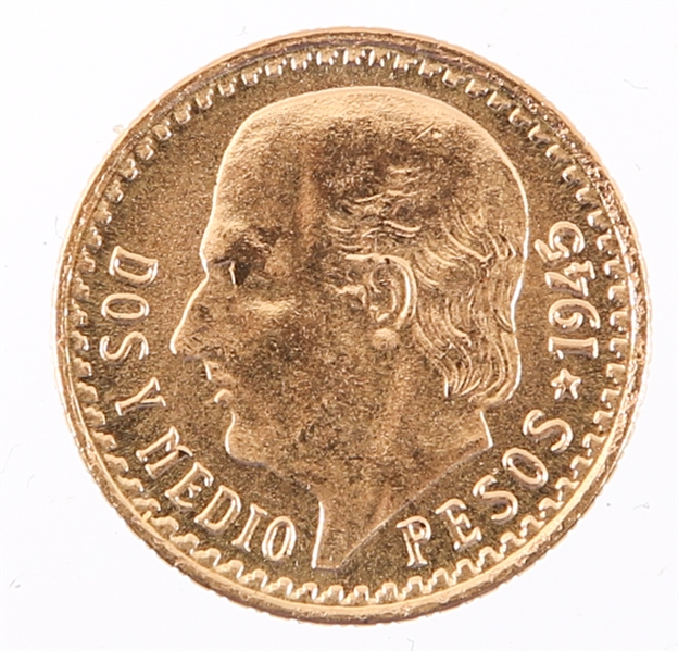 2.5 PESO MEXICAN 1945 GOLD COIN