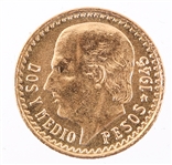 2.5 PESO MEXICAN 1945 GOLD COIN