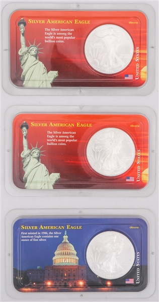 1999 LITTLETON U.S. SILVER EAGLE 1 OZ COINS - LOT OF 3