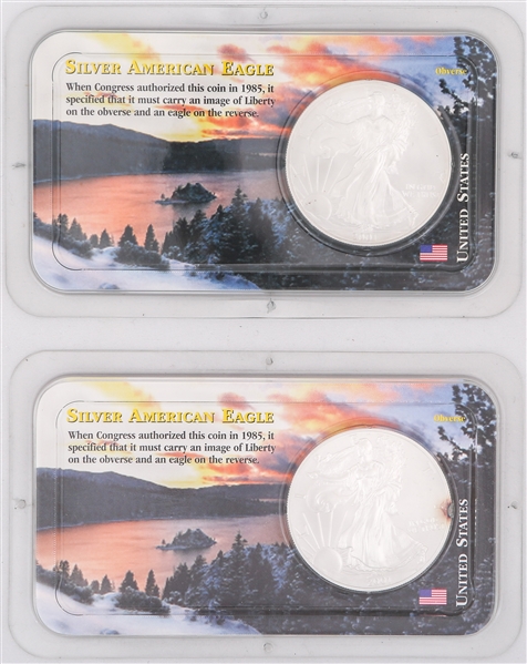 2001 LITTLETON U.S. SILVER EAGLE 1 OZ COINS - LOT OF 2
