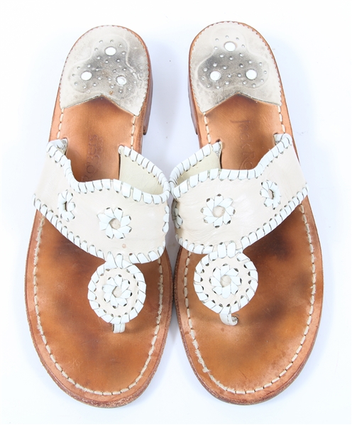 JACK ROGERS NANTUCKET LEATHER SANDALS - WHITE