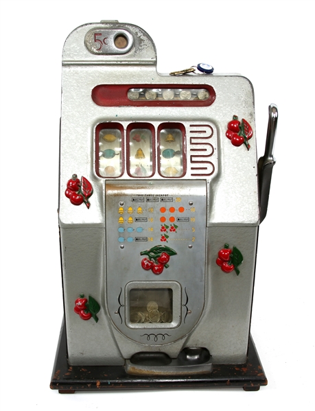 1930s MILLS BELL 5 CENT SLOT MACHINE & GUIDE