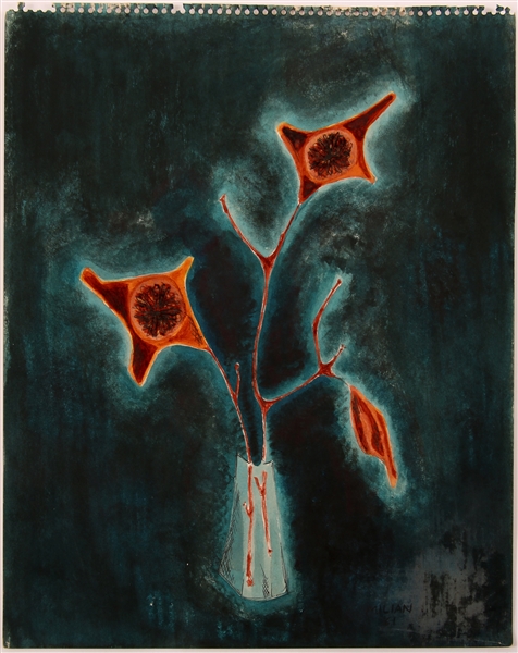 1961 RAUL MILIAN MIXED MEDIA ON PAPER FLOWERS
