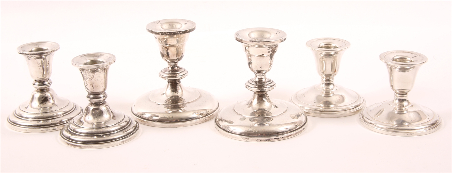 STERLING SILVER WEIGHTED CANDLESTICKS - LOT OF 6