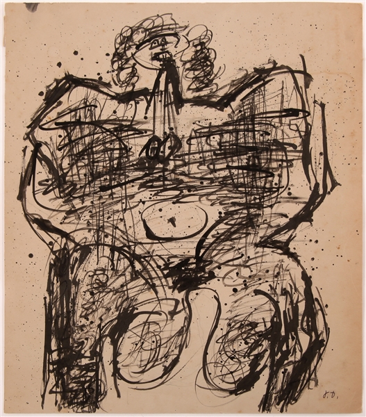 JEAN DUBUFFET INK ON PAPER BODY OF A LADY, CIRCA 1950s