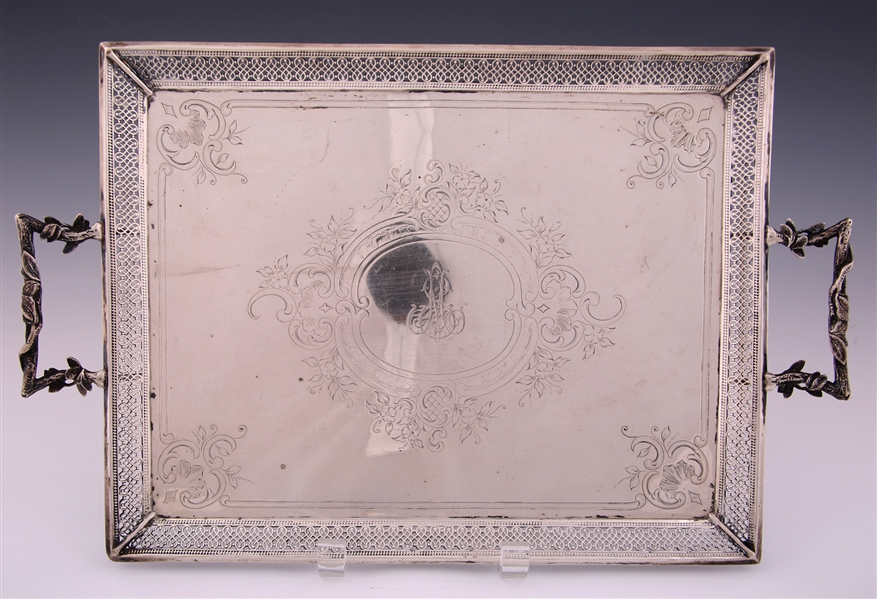 19TH C. FRENCH STERLING SILVER TRAY - HS SILVERSMITH