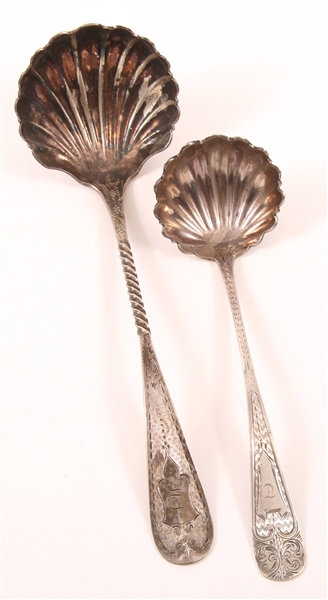 SCALLOPED COIN SILVER LADLES - LOT OF TWO