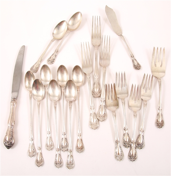 ALVIN STERLING SILVER CHATEAU ROSE FLATWARE - LOT OF 19