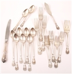 ALVIN STERLING SILVER CHATEAU ROSE FLATWARE - LOT OF 19