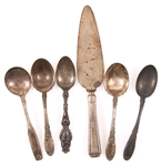 STERLING SILVER SPOONS AND CAKE SERVER - LOT OF 6