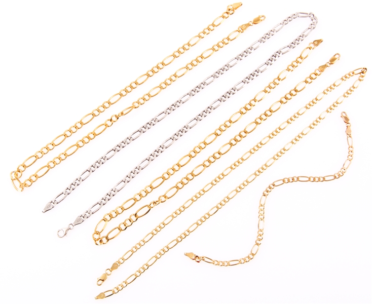 STERLING SILVER FIGARO CHAIN NECKLACES & BRACELET