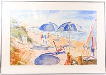 KATHRYN MORGANELLI "DOWN TO THE BEACH" WATERCOLOR ON PAPER