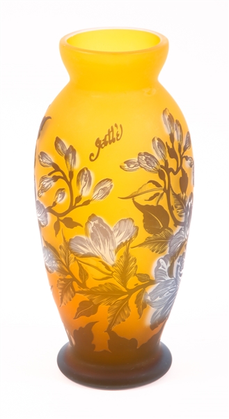 GALLE FLORAL CAMEO GLASS VASE