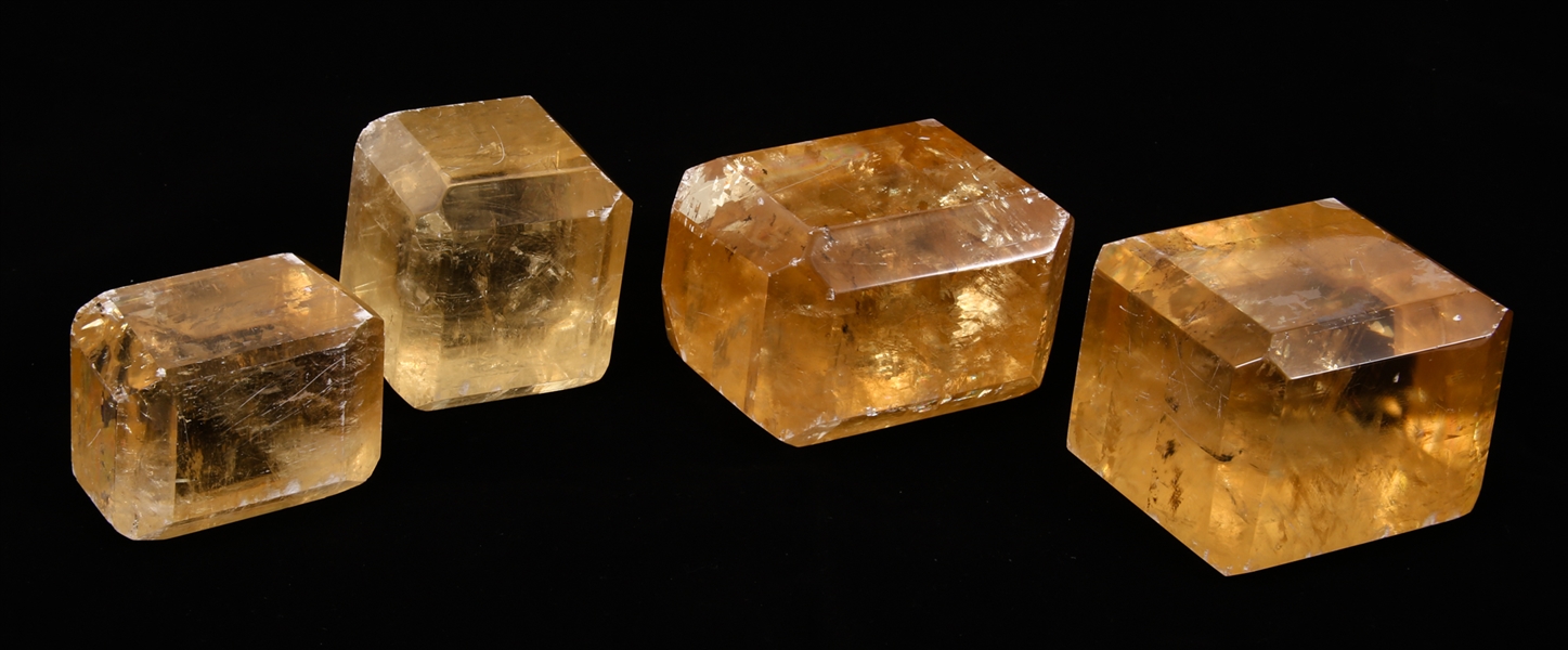 CITRINE SLANTED CUBE STONE PAPERWEIGHT / DECOR LOT OF 4