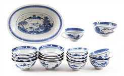 CHINESE BLUE AND WHITE PORCELAIN CHINA - LOT OF 19
