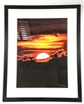 FRAMED SUNSET WATERCOLOR ON PAPER