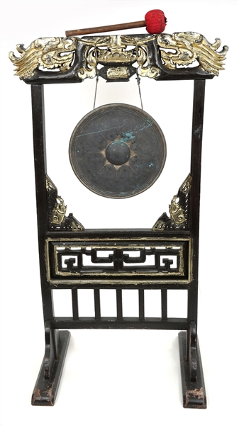20TH CENTURY CHINESE TEMPLE GONG WITH FRAME 