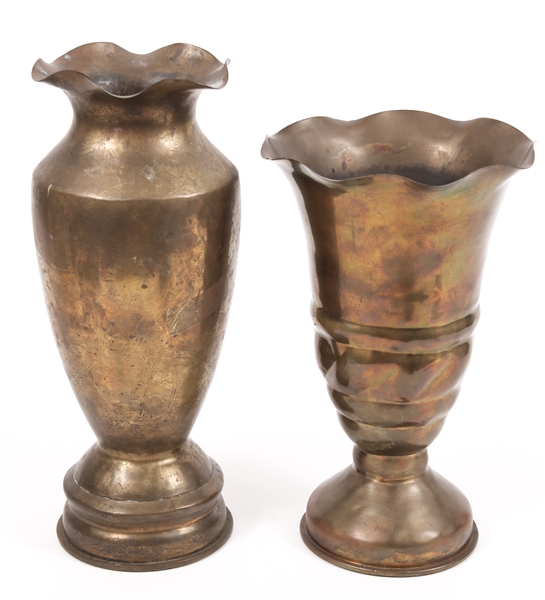 WWII ERA 105MM M14 TRENCH ART VASES LOT OF 2