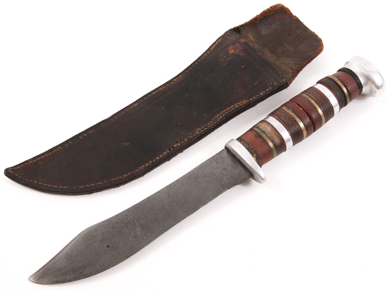 FIXED BLADE KNIFE WITH LEATHER SHEATH 