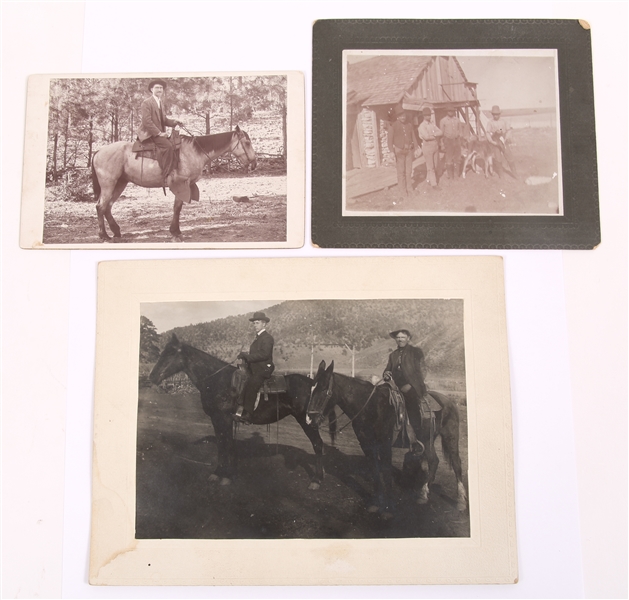 CABINET CARDS MEN WITH HORSES AMERICAN WEST - LOT OF 3