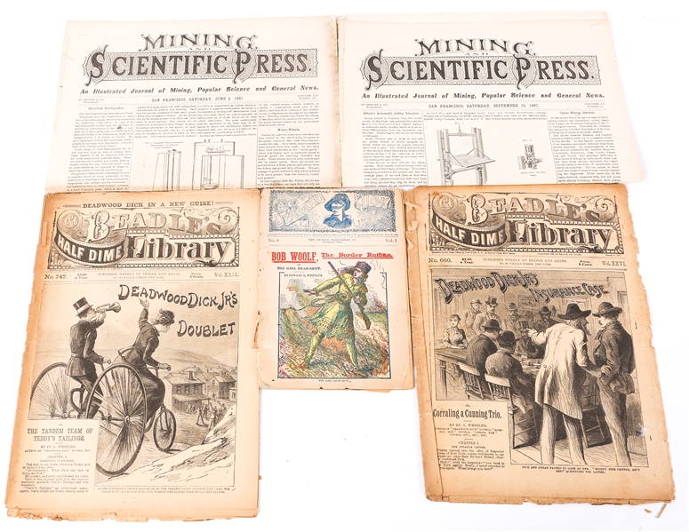 1880s & 1890s AMERICAN WEST NEWSPAPERS & PULP MAGAZINES