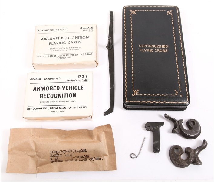 MILITARY COLLECTIBLES LOT - TRAINING CARDS PARTS & MORE