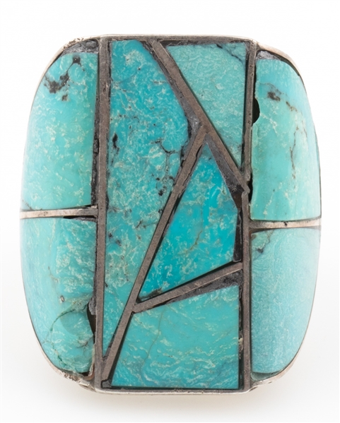 MID-20TH C. SW NATIVE AMERICAN STERLING TURQUOISE RING