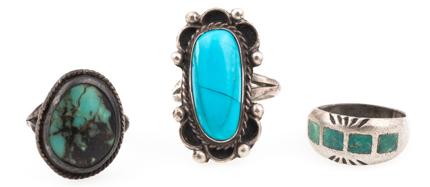 SOUTHWEST STYLE STERLING SILVER TURQUOISE RINGS