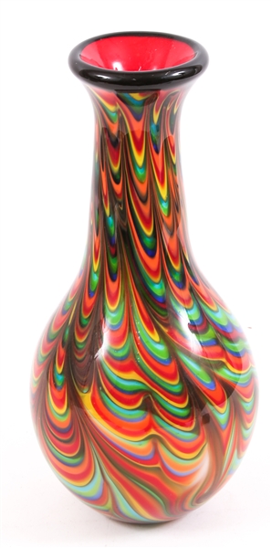 MURANO BLOWN MULTICOLOR SWIRLED ART GLASS VASE