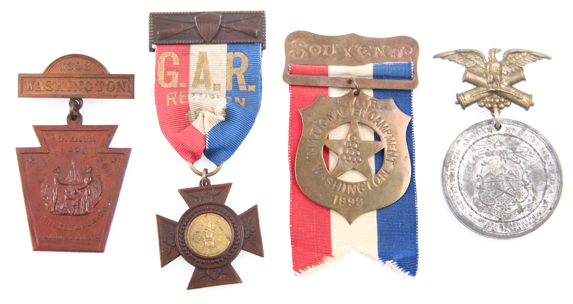 LATE 19TH C. GRAND ARMY OF THE REPUBLIC BADGES LOT OF 4