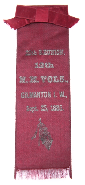 1885 12TH NEW HAMPSHIRE VOLUNTEERS REUNION RIBBON