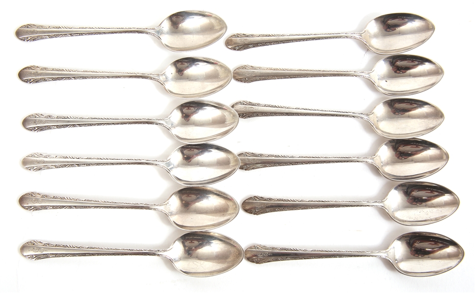 ALVIN STERLING CHASED ROMANTIQUE SPOONS - LOT OF 12