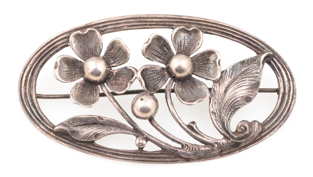 STERLING SILVER FLORAL BROOCH PIN