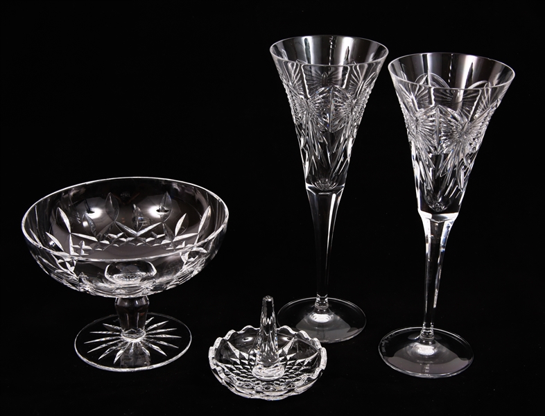 WATERFORD CRYSTAL CANDY DISH, DRINK WARE & RING HOLDER