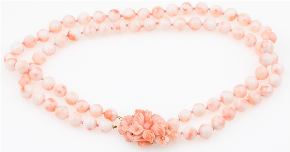ANGEL SKIN CORAL FLORAL BEADED NECKLACE