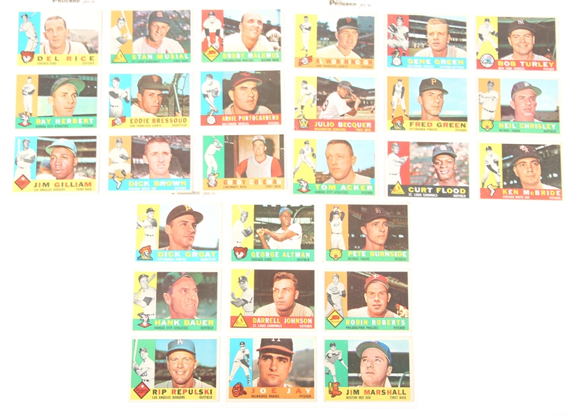 TOPPS 1960 BASEBALL CARDS - COLLECTORS LOT OF 27