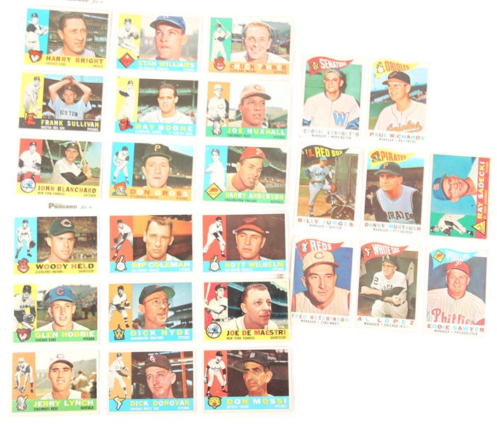 TOPPS 1960 BASEBALL CARDS - COLLECTORS LOT OF 26