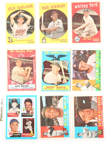 1959 - 1960 TOPPS BASEBALL CARDS - MAYS MANTLE FORD