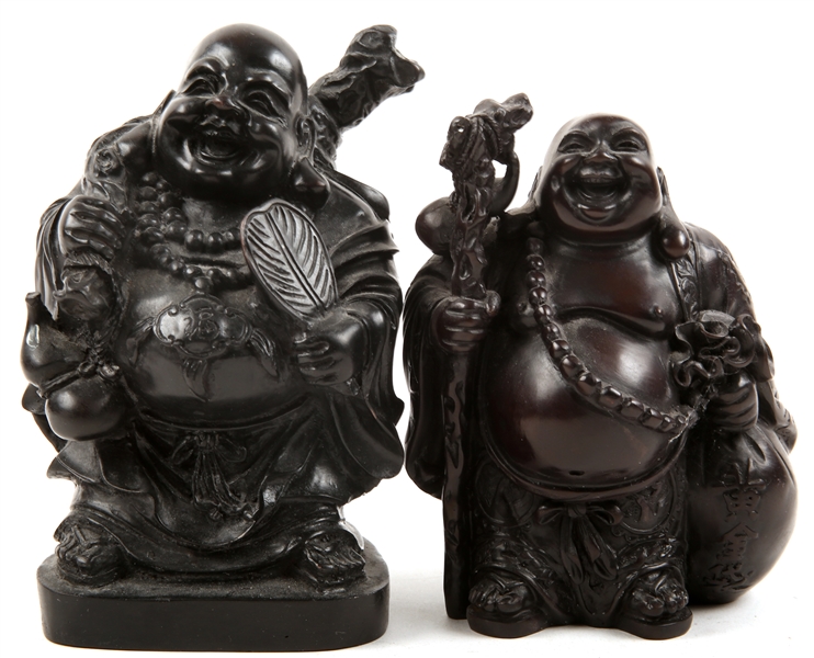 HOTEI LAUGHING BUDDHA FIGURINES - LOT OF 2