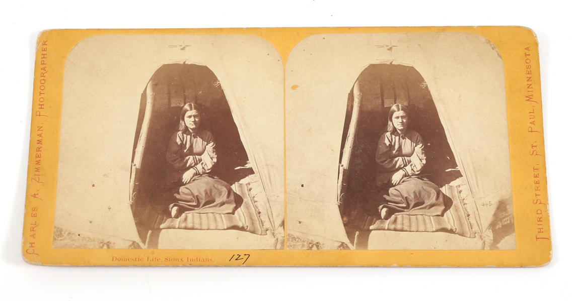 C. ZIMMERMAN "DOMESTIC LIFE, SIOUX INDIANS" STEREOVIEW