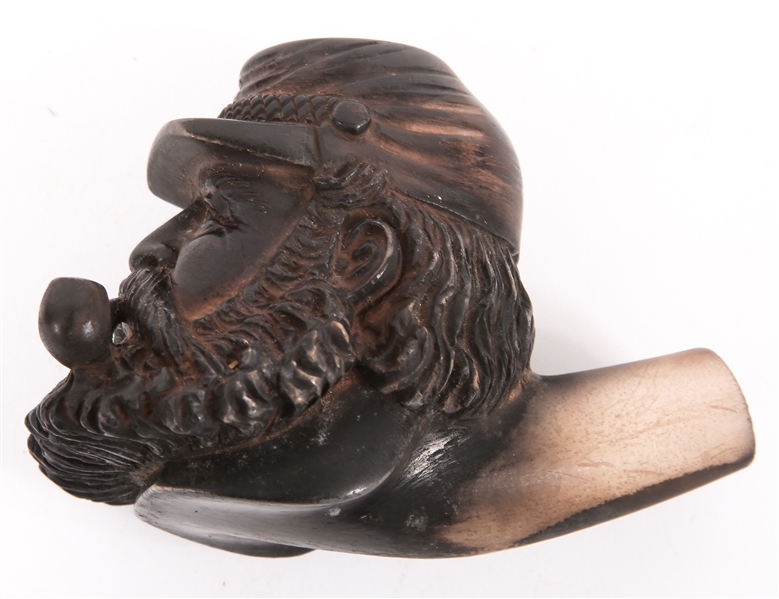 CARVED CIVIL WAR SOLDIER SMOKING PIPE WITH CASE