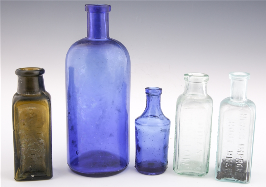 LATE 19TH & 20TH C. GLASS BOTTLES - LOT OF 5