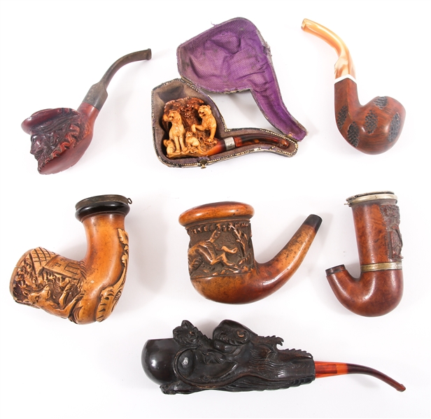 CARVED SMOKING PIPES - LOT OF 7