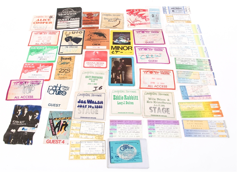 LATE 20TH C. BACKSTAGE PASSES AND CONCERT TICKETS